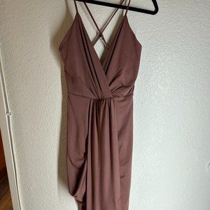 Dusty Rose Pink Asymmetrical Midi Dress Size S